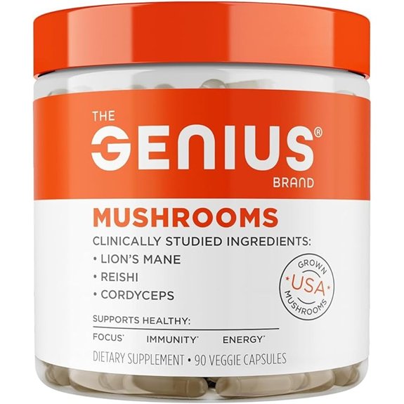 Genius Brand Plant-Based Mushroom Supplement (90 Veggie Capsules)