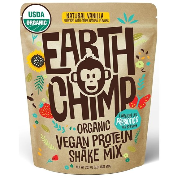 EarthChimp Organic Vegan Protein Powder (32 Oz Vanilla)